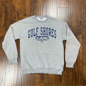 GULF SHORES ALABAMA Adult Crewneck Sweatshirt Gray Jerzees Size MEDIUM